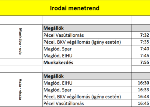 Irodai menetrend